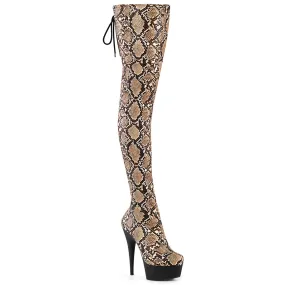 6 Inch Heel DELIGHT-3008SP-BT Tan Brown Snake Print