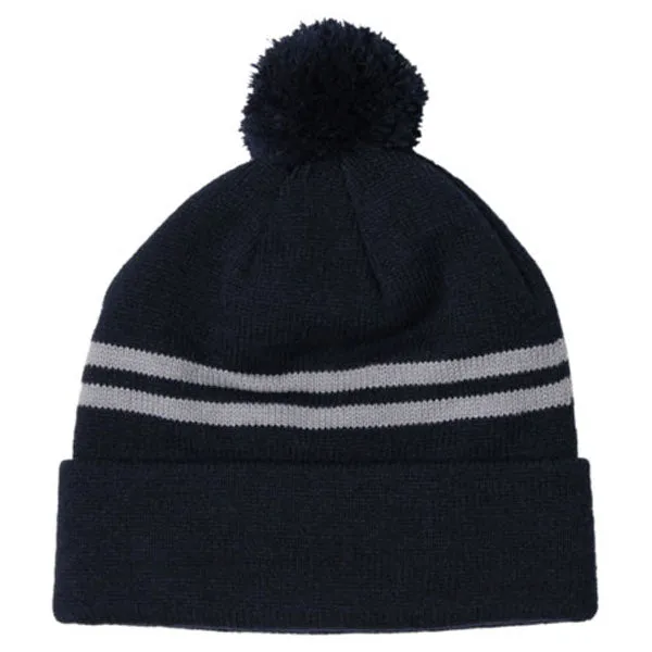 AHEAD Navy/Grey Toque Multi-Stripe With Pom