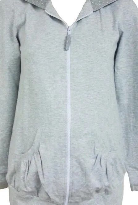 Ariel Zip Front Sweater Lt Grey