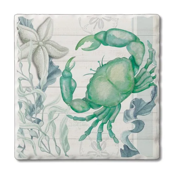 Beach Therapy Crab  – Square Single Coaster