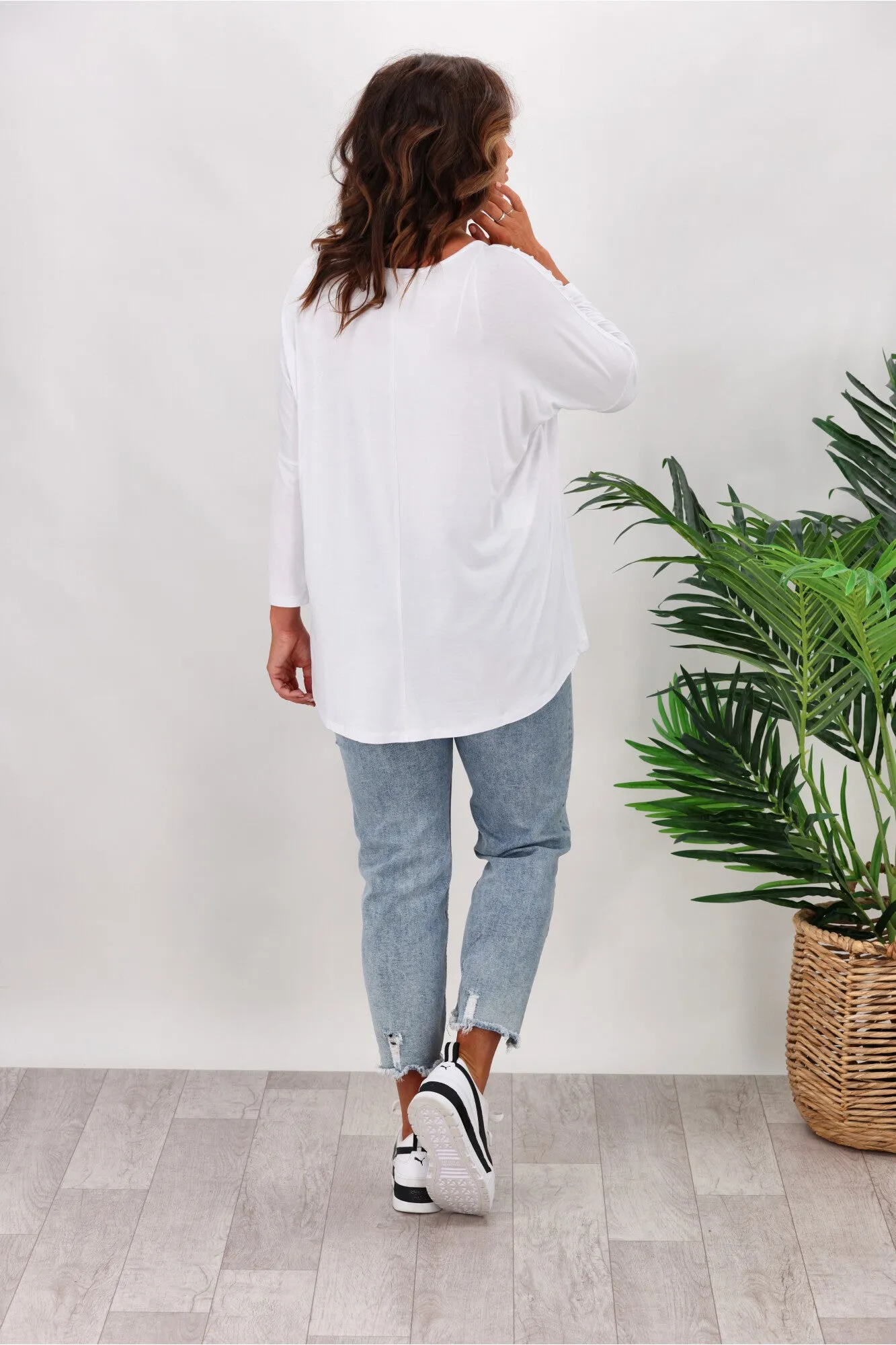 Betty Basics Milan 3/4 Sleeve Tee White