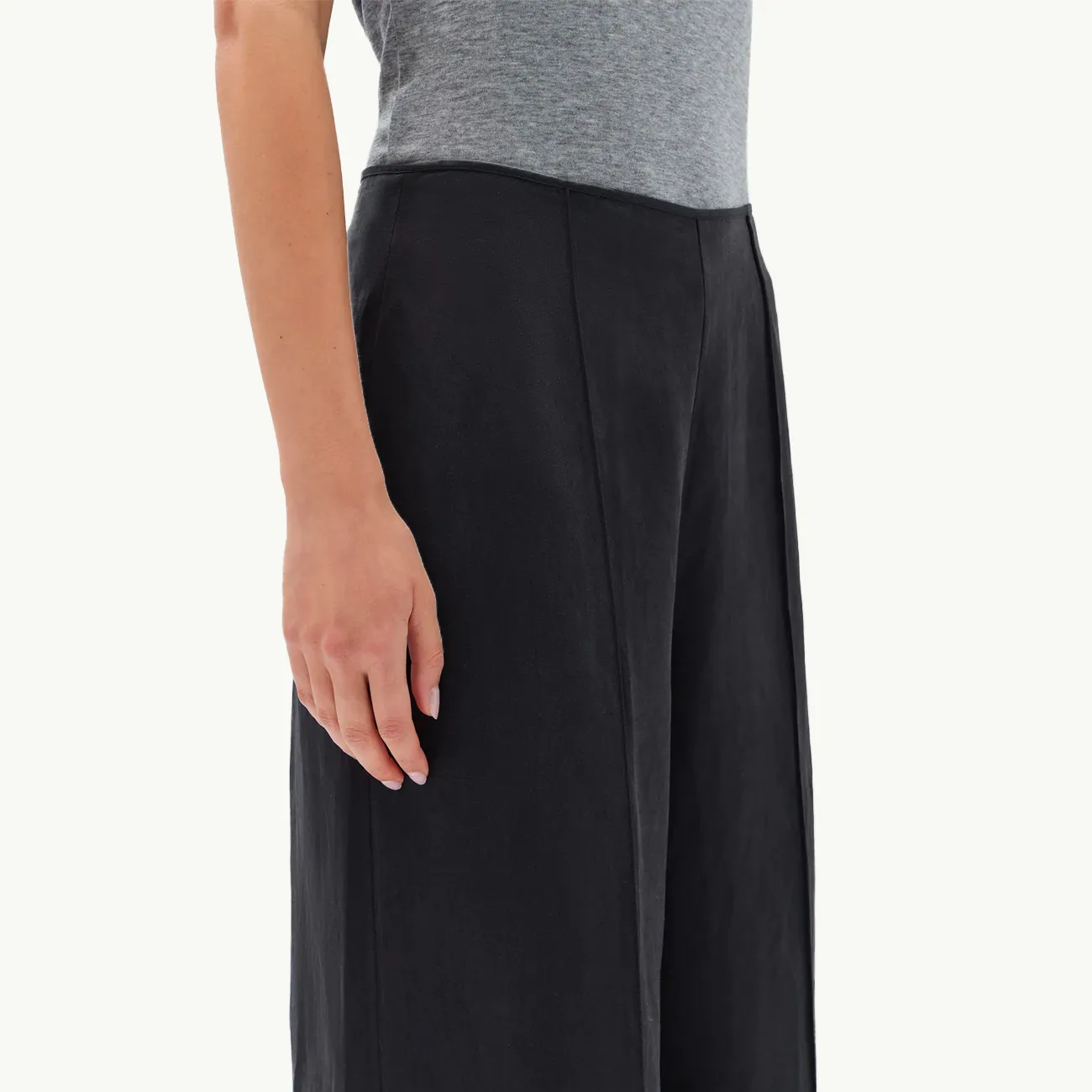 Brooke Silk Linen Trouser - Black