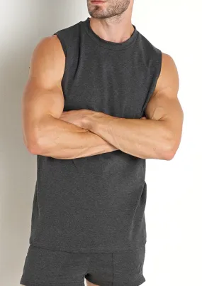 Deep Cut Out Muscle Shirt (Charcoal Heather)