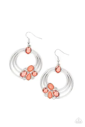 Dreamy Dewdrops Coral Orange & Silver Earrings - Paparazzi Accessories