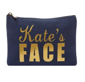 Face It Personalised Name Canvas Makeup Bag In Navy