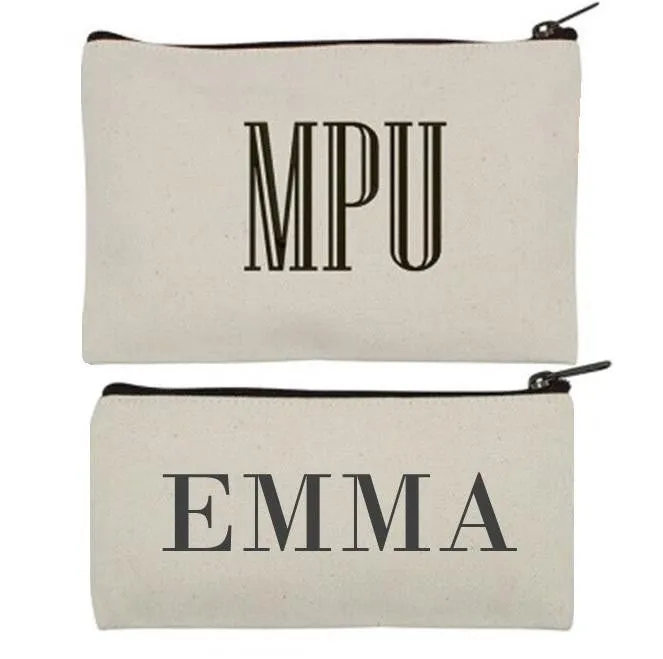 Face It Personalised Name Canvas Makeup Bag In Navy