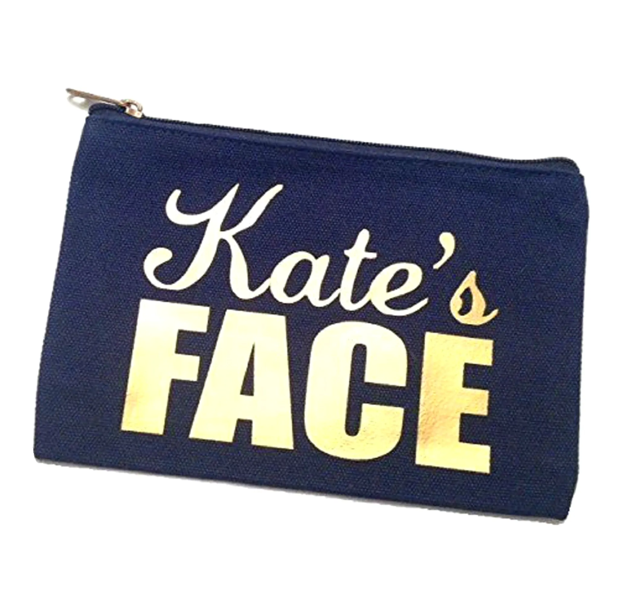 Face It Personalised Name Canvas Makeup Bag In Navy