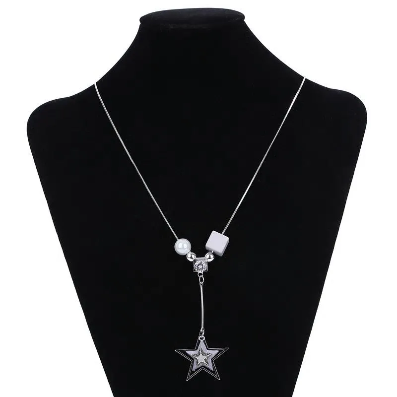 Geometric Star Wooden Long Chain Necklace