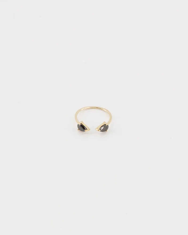 Gold & Gold-Vermeil black onyx  ring / DOUBLE SIDED