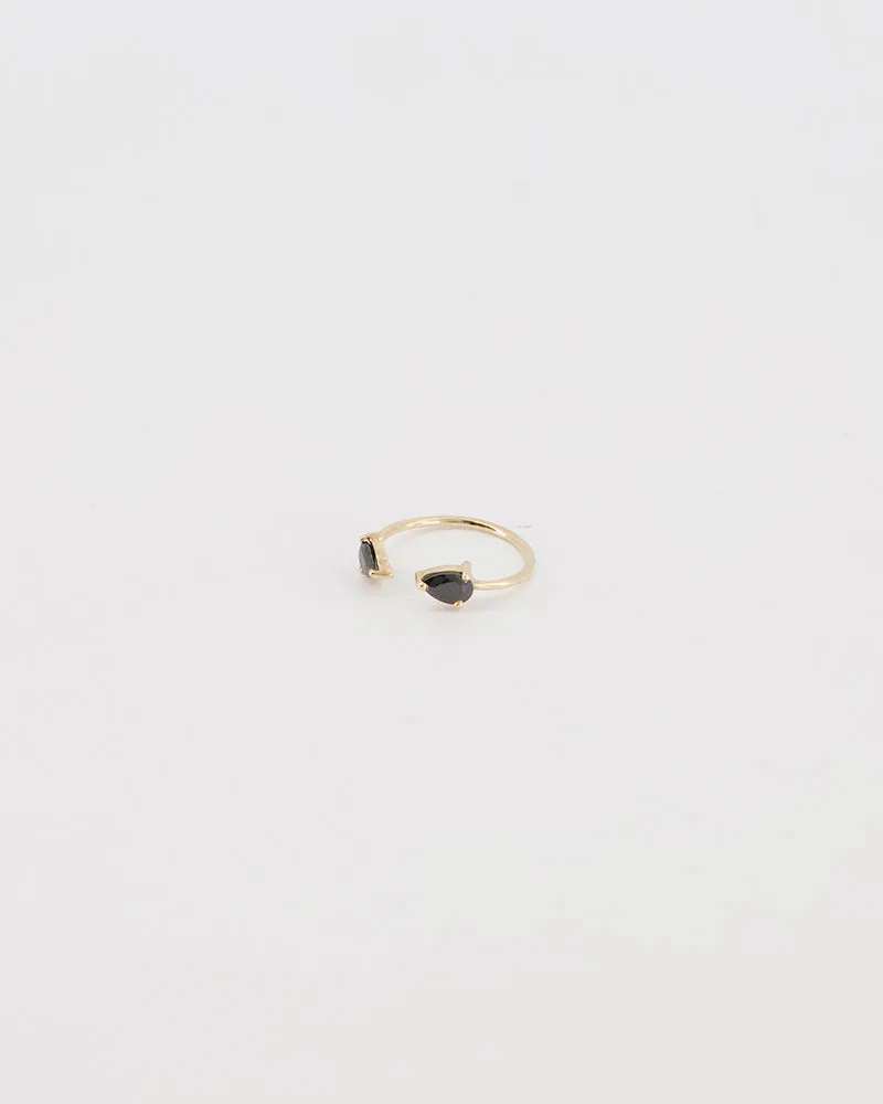 Gold & Gold-Vermeil black onyx  ring / DOUBLE SIDED