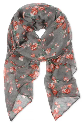 Gray Rose Printed Scarf