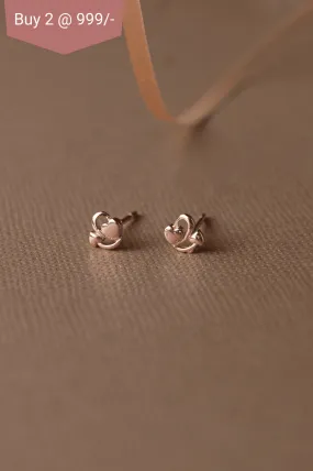 Hanging Together Hearts Rose Gold Plated Mini Sterling Silver Stud Earrings