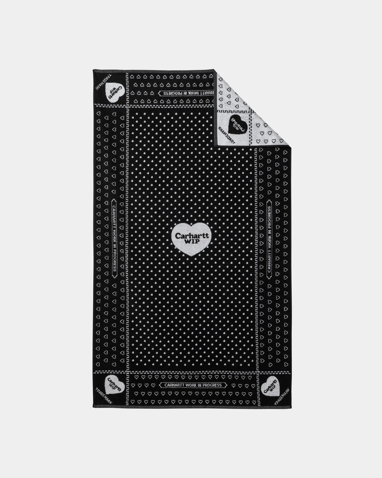 Heart Bandana Towel | Black Heart Bandana Jacquard