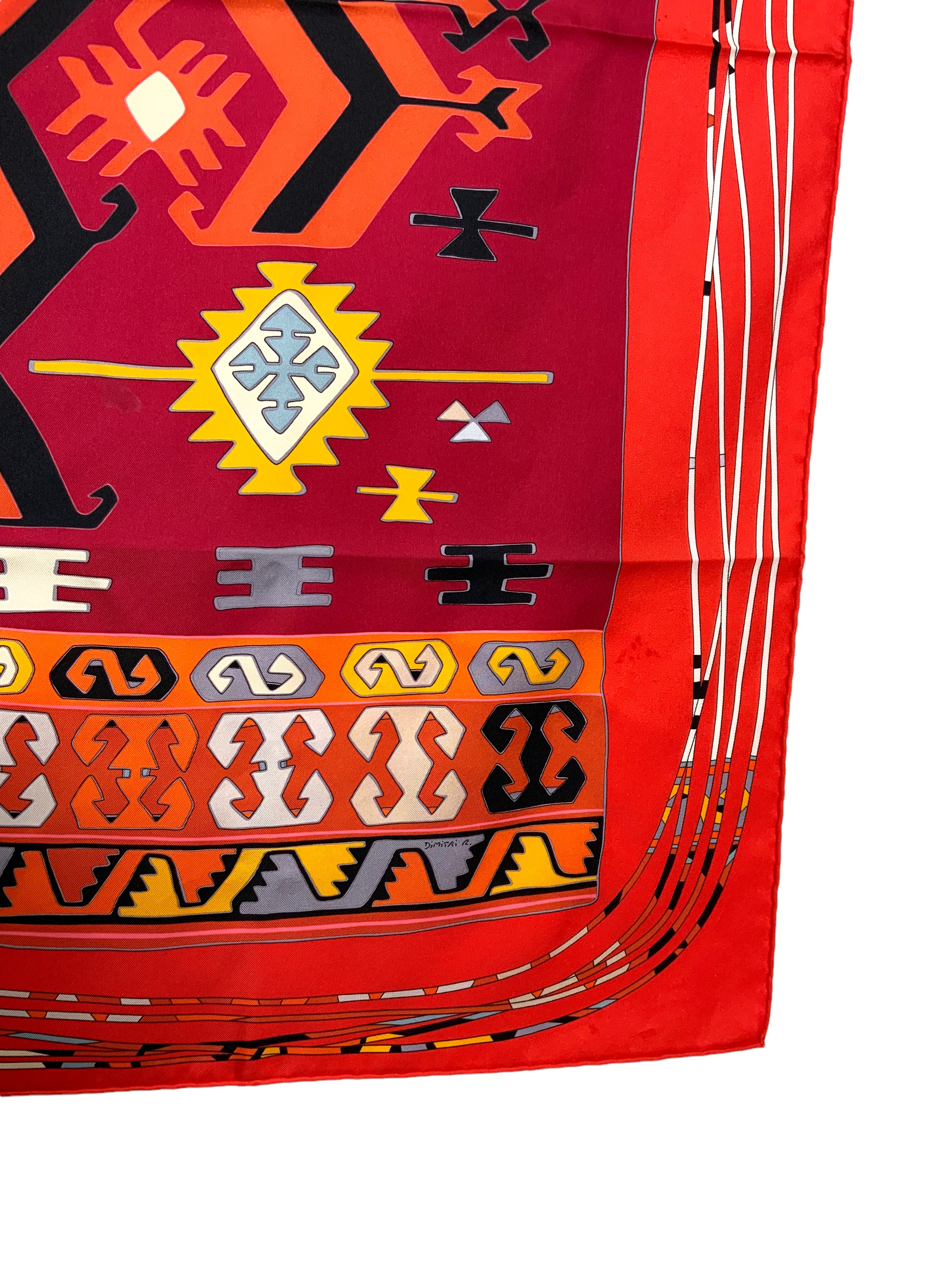 HERMES Kilim Silk Scarf 90