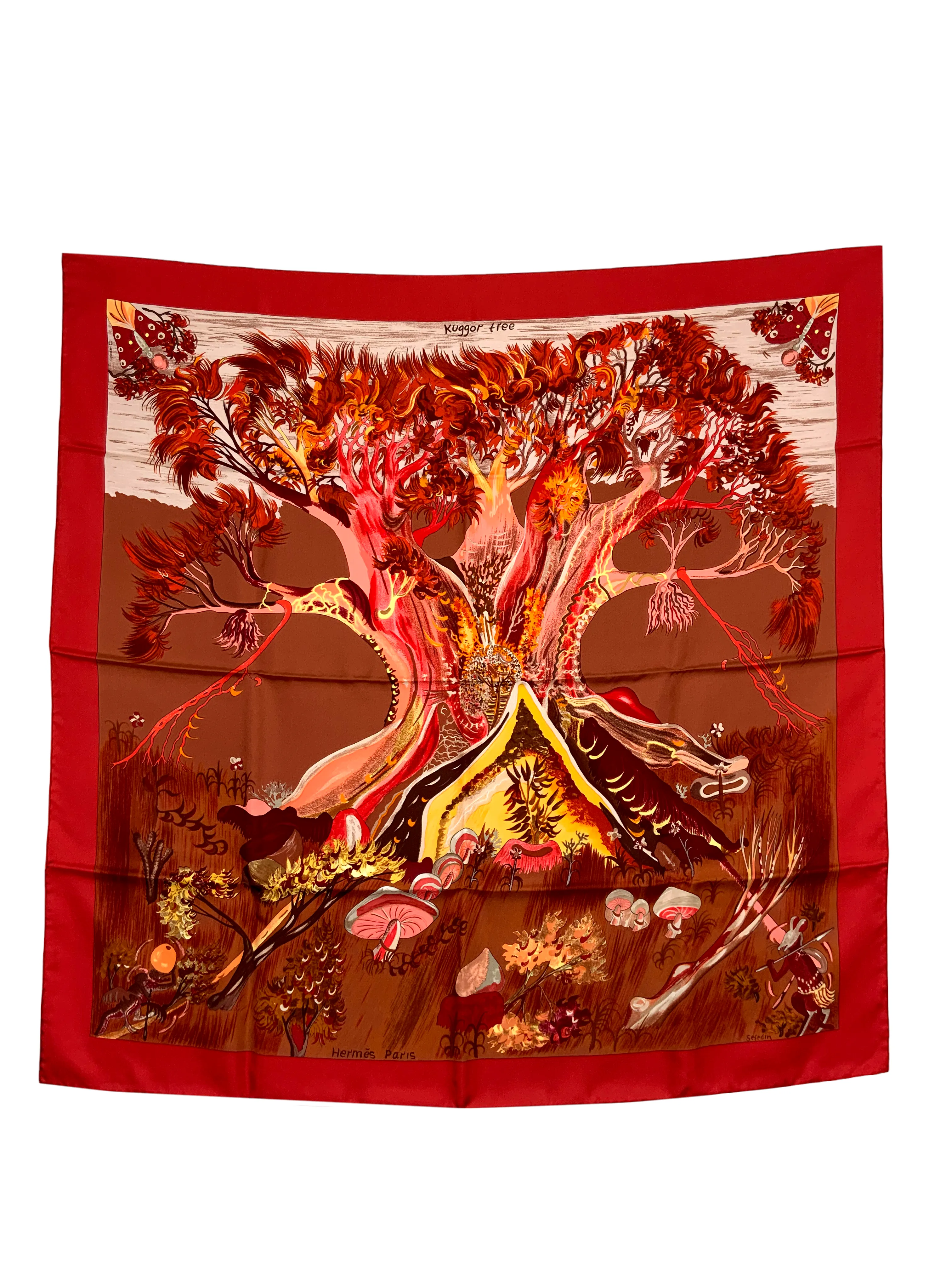 Hermes Kuggor Tree Silk Scarf 90 NEW