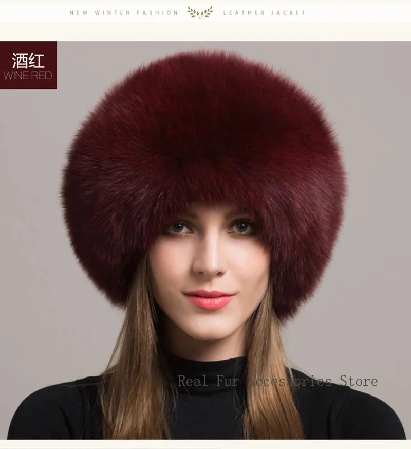 Hot Sale 100% natural Fox Fur Hat Women Cap Thick Fur Cap Winter Warm Hat Female Fashion For Women Hat With Earmuffs Hat