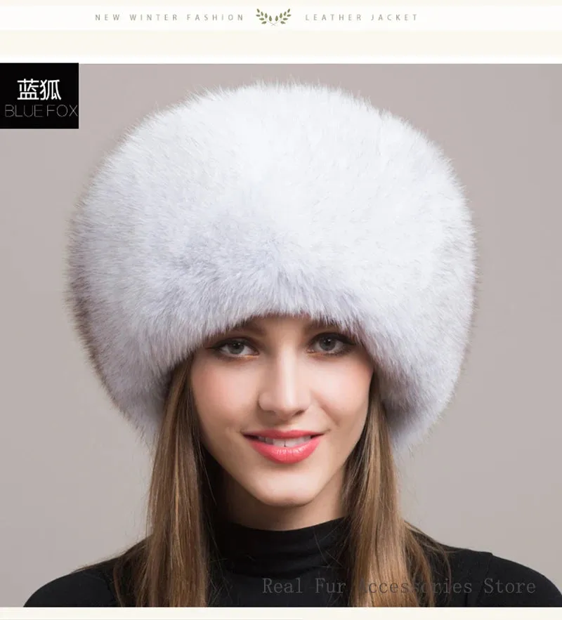 Hot Sale 100% natural Fox Fur Hat Women Cap Thick Fur Cap Winter Warm Hat Female Fashion For Women Hat With Earmuffs Hat