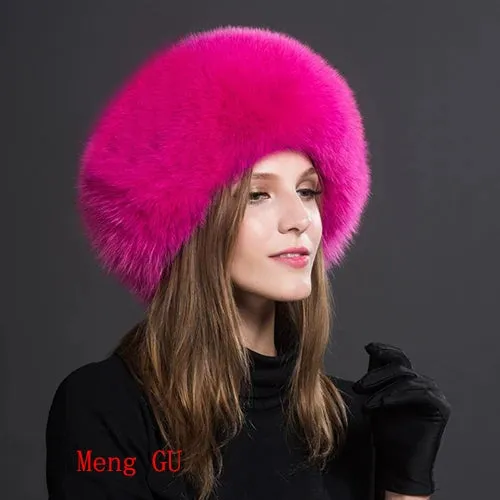 Hot Sale 100% natural Fox Fur Hat Women Cap Thick Fur Cap Winter Warm Hat Female Fashion For Women Hat With Earmuffs Hat