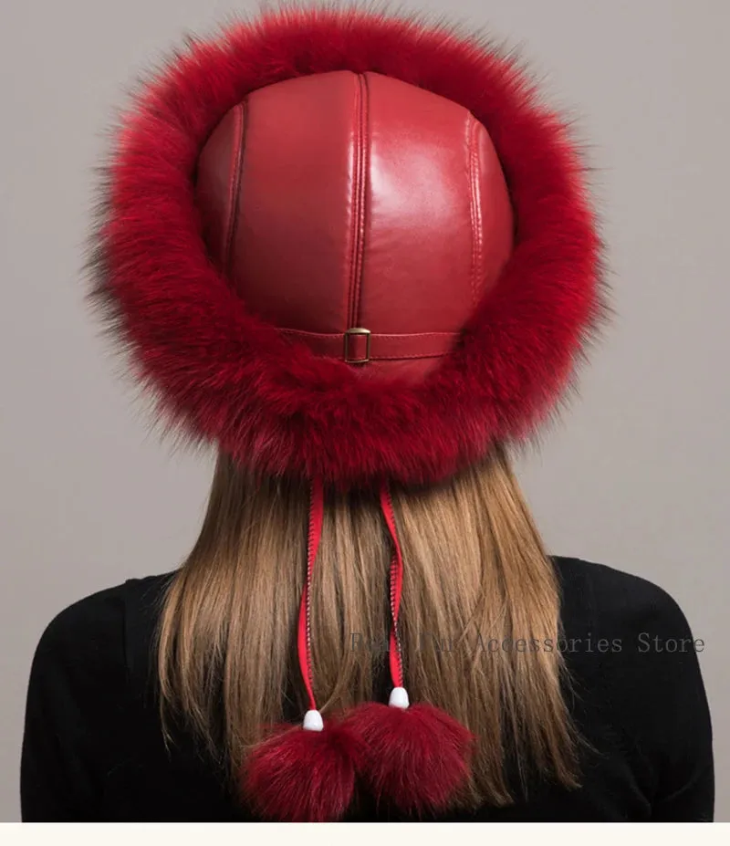 Hot Sale 100% natural Fox Fur Hat Women Cap Thick Fur Cap Winter Warm Hat Female Fashion For Women Hat With Earmuffs Hat