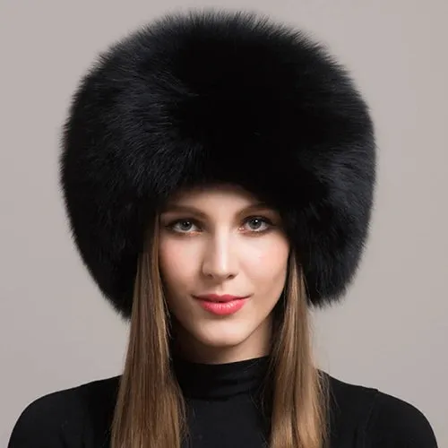 Hot Sale 100% natural Fox Fur Hat Women Cap Thick Fur Cap Winter Warm Hat Female Fashion For Women Hat With Earmuffs Hat