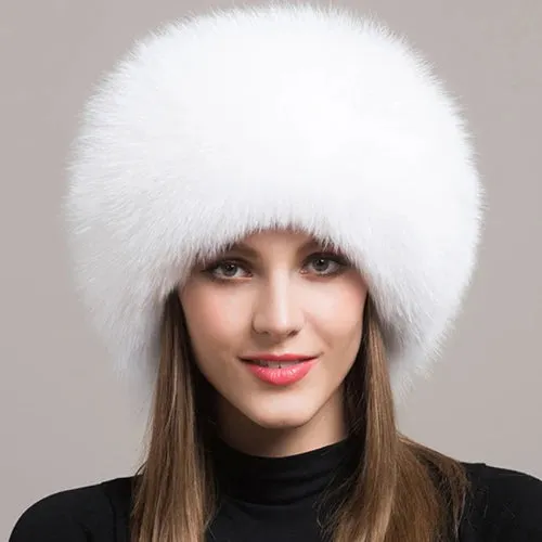 Hot Sale 100% natural Fox Fur Hat Women Cap Thick Fur Cap Winter Warm Hat Female Fashion For Women Hat With Earmuffs Hat