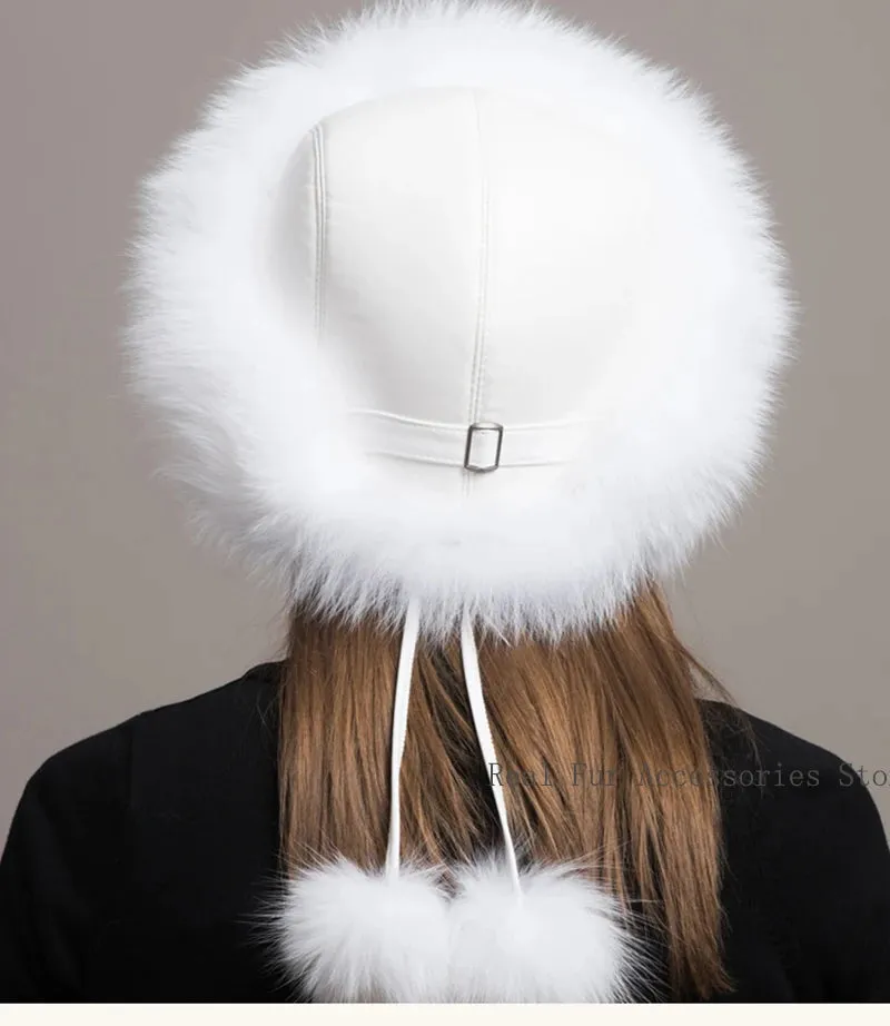 Hot Sale 100% natural Fox Fur Hat Women Cap Thick Fur Cap Winter Warm Hat Female Fashion For Women Hat With Earmuffs Hat