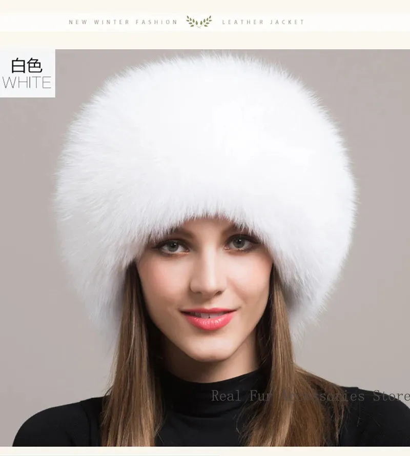 Hot Sale 100% natural Fox Fur Hat Women Cap Thick Fur Cap Winter Warm Hat Female Fashion For Women Hat With Earmuffs Hat