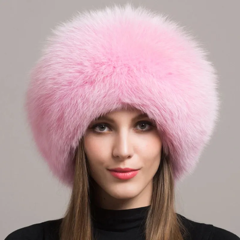 Hot Sale 100% natural Fox Fur Hat Women Cap Thick Fur Cap Winter Warm Hat Female Fashion For Women Hat With Earmuffs Hat