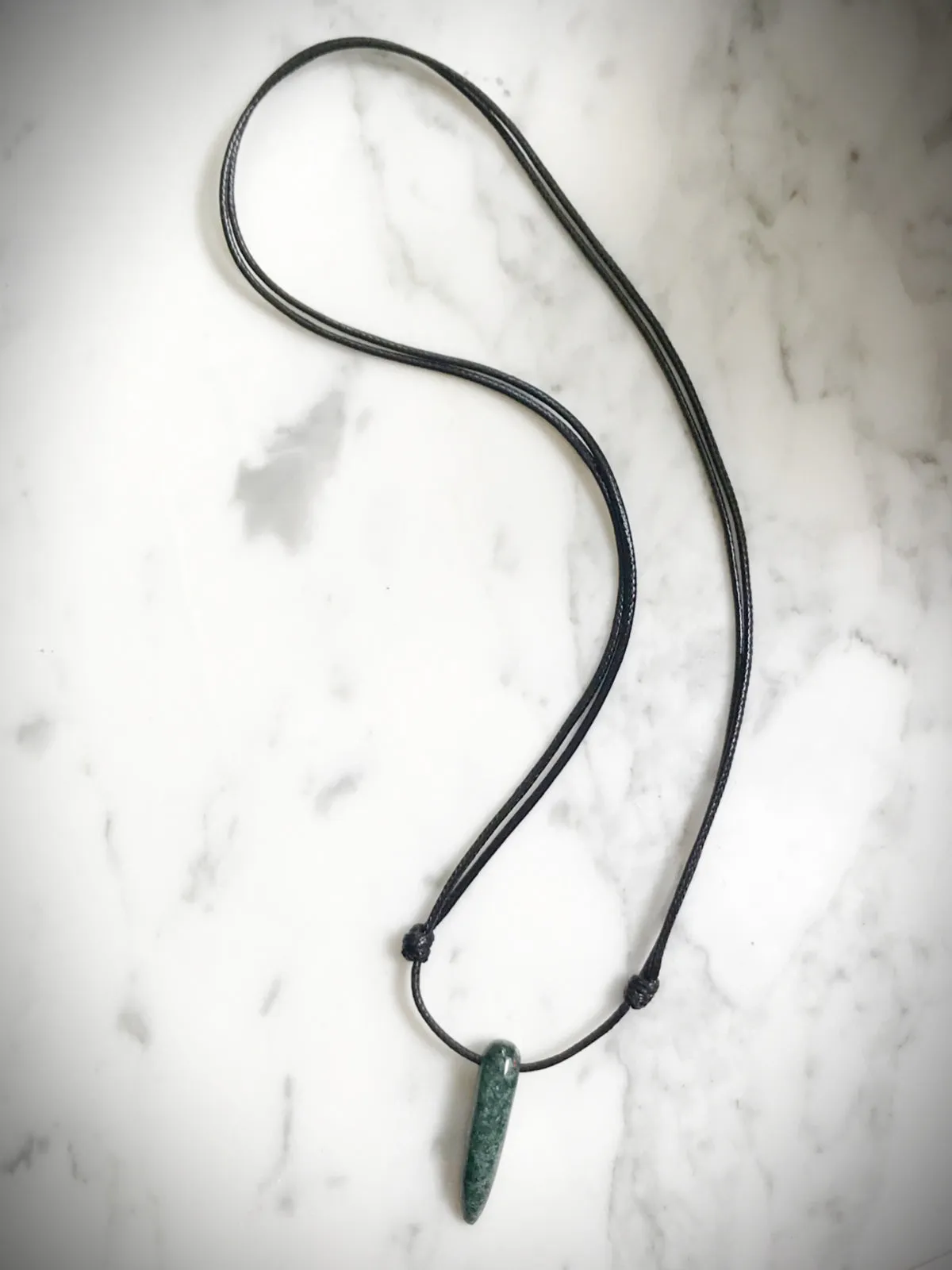 Jade Tooth & Cord Necklace