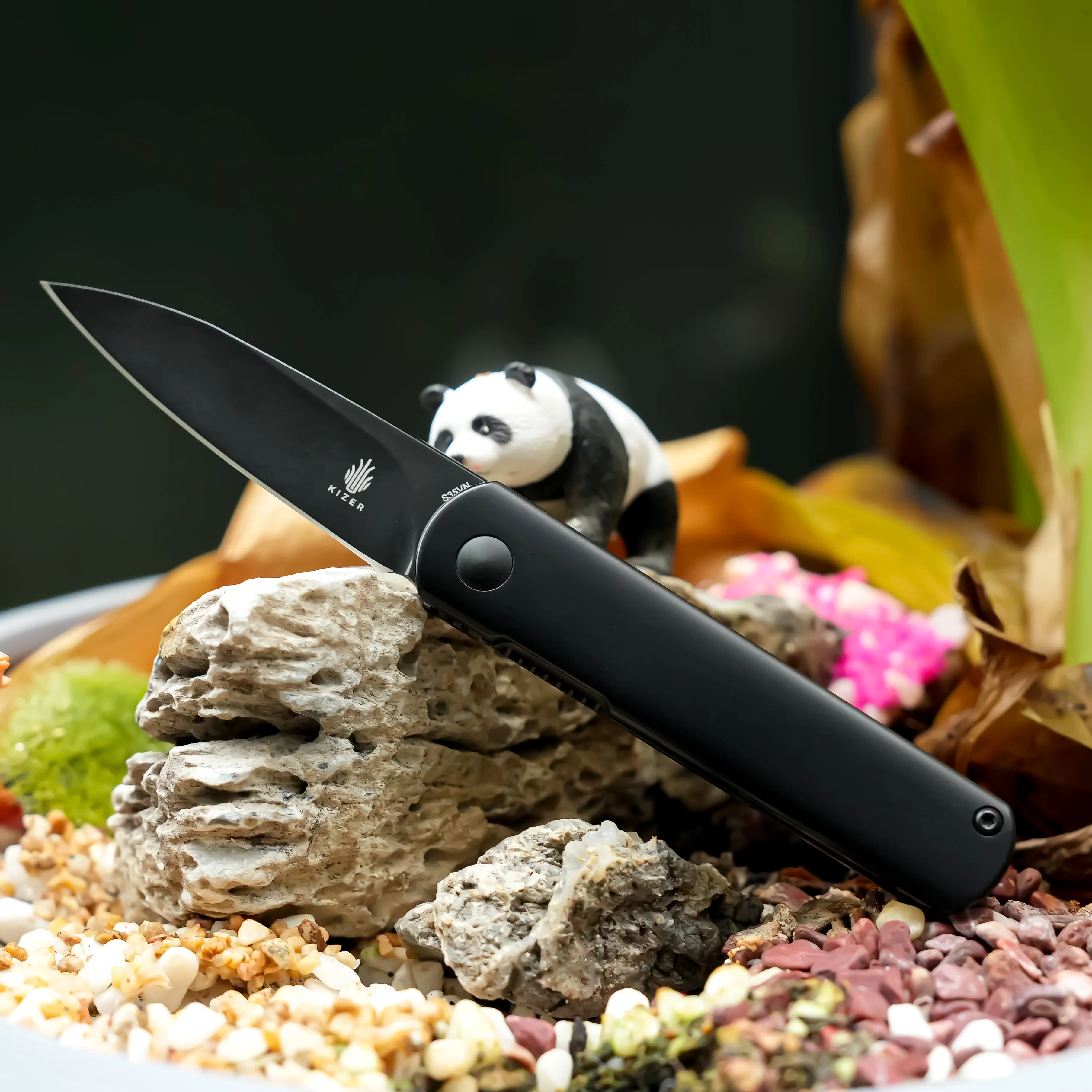 Kizer Feist S35VN Frame Lock Knife Black Titanium Ki3499A5 (2.8 Black)