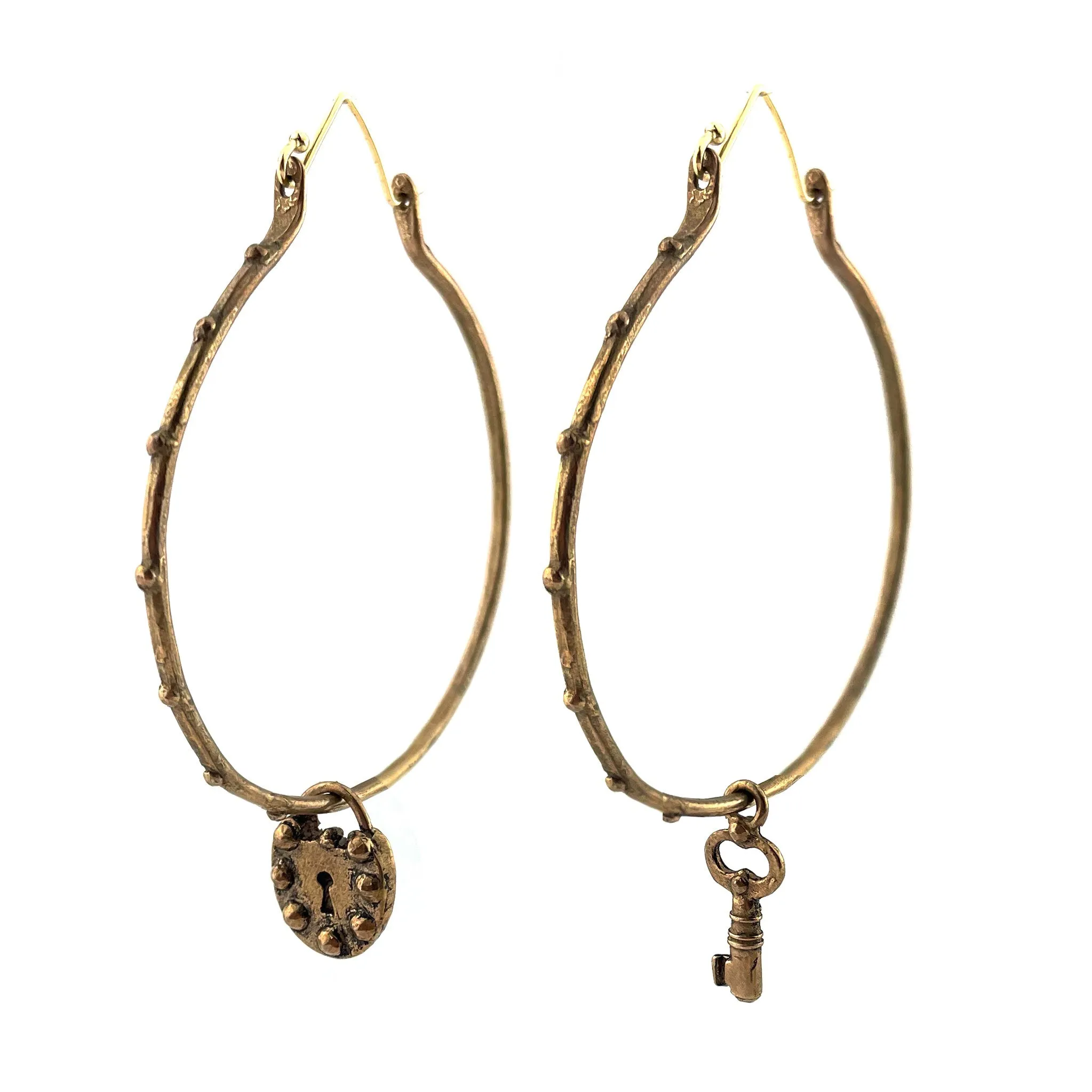 LOCK & KEY Large Hoops - Bronze