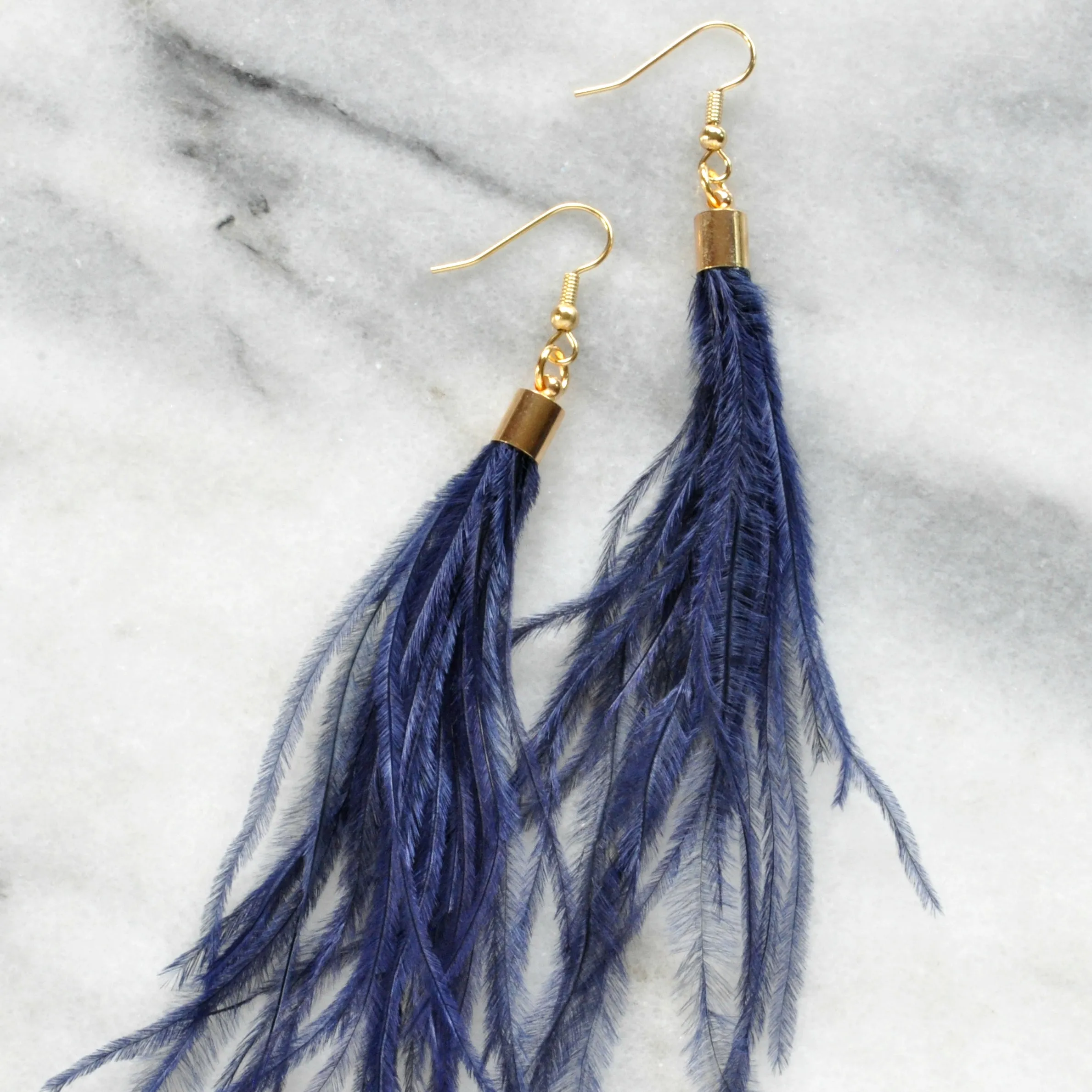 Long Ostrich Feather Earrings