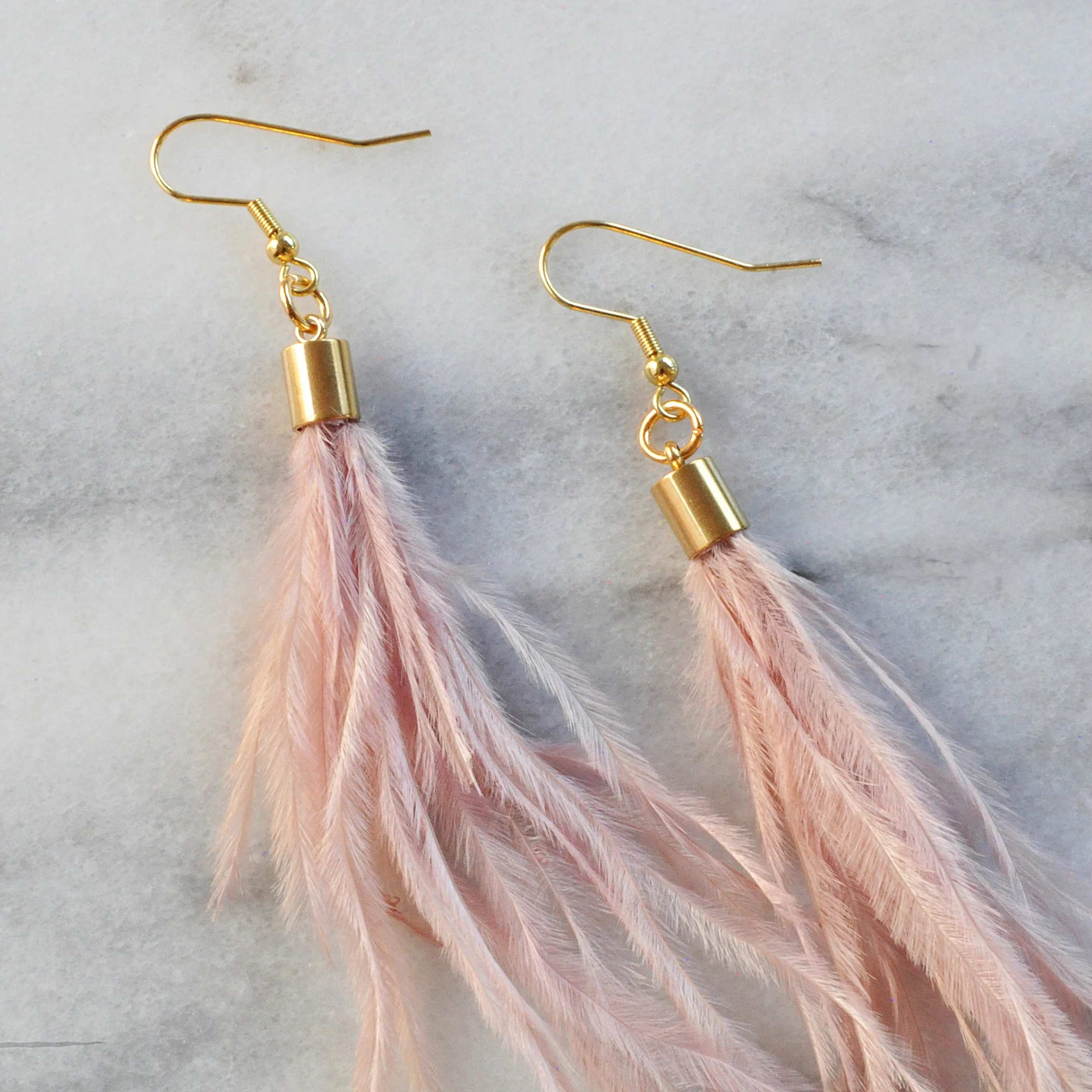 Long Ostrich Feather Earrings