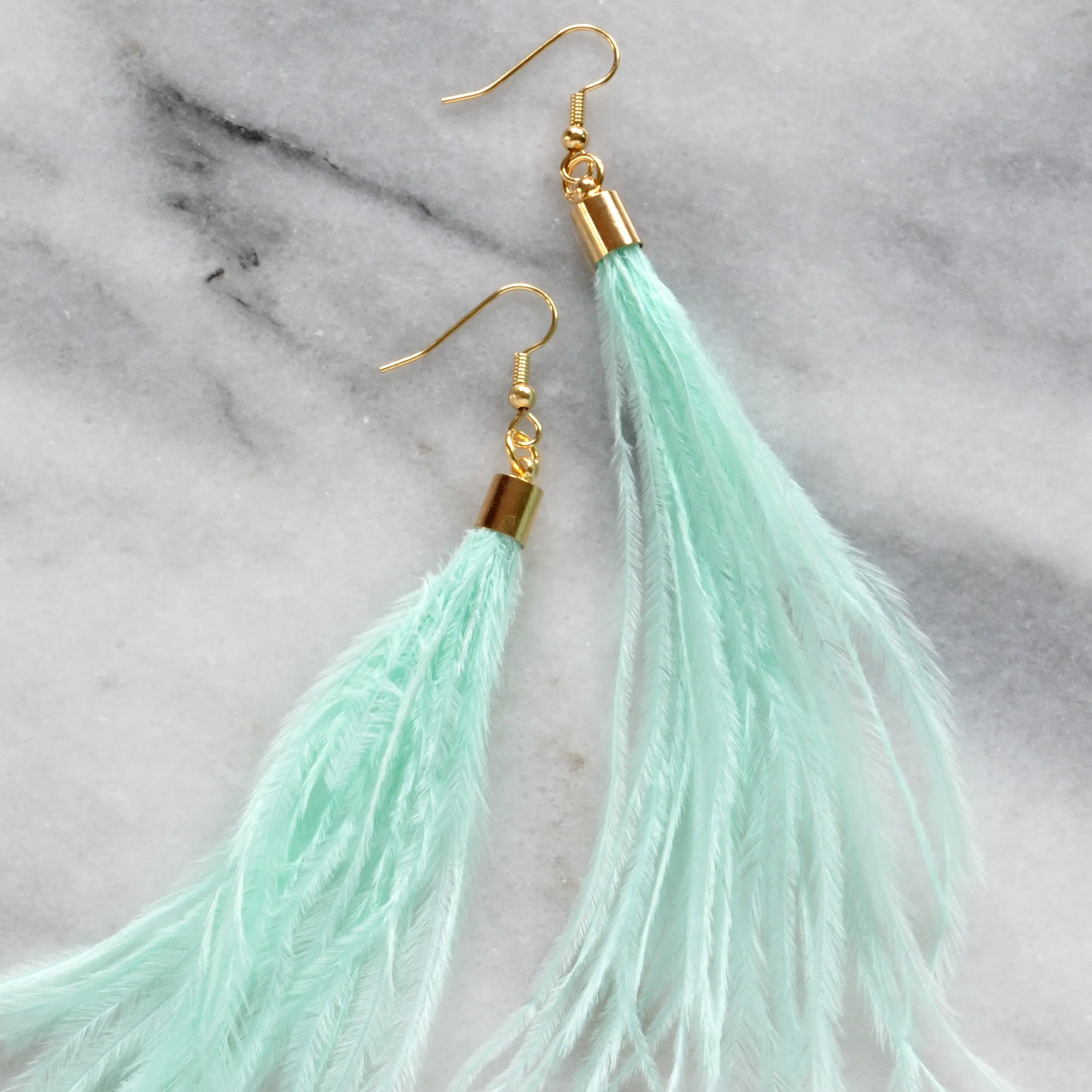 Long Ostrich Feather Earrings