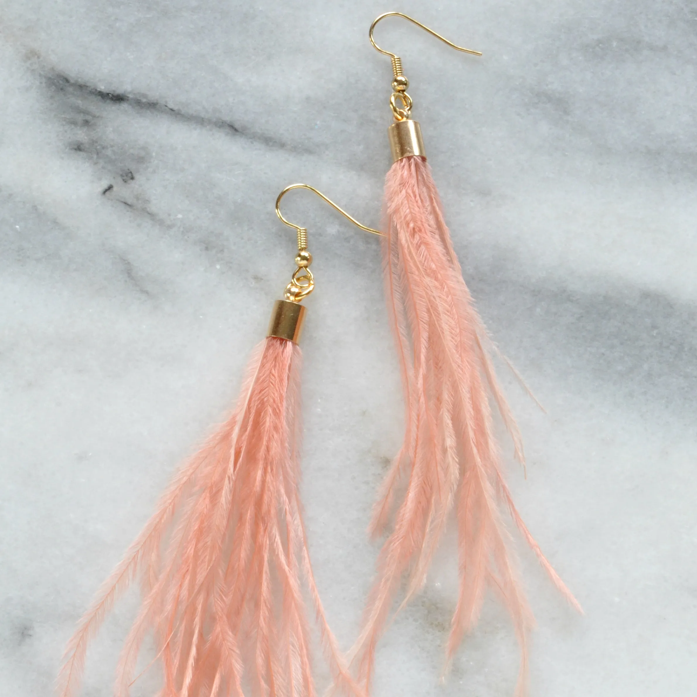 Long Ostrich Feather Earrings