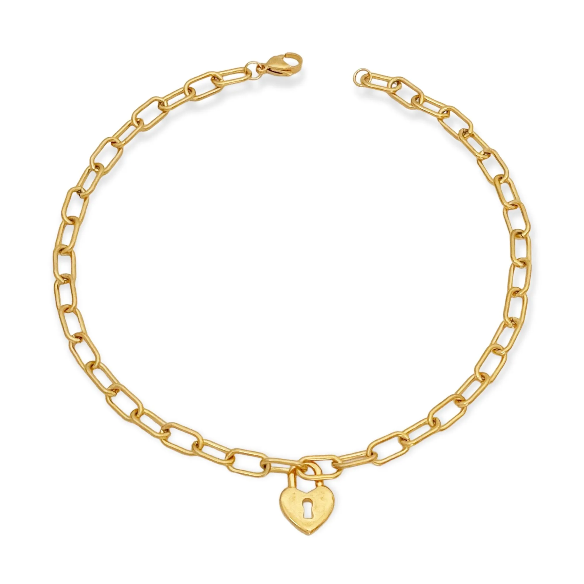 Love Oval Link Necklace Gold