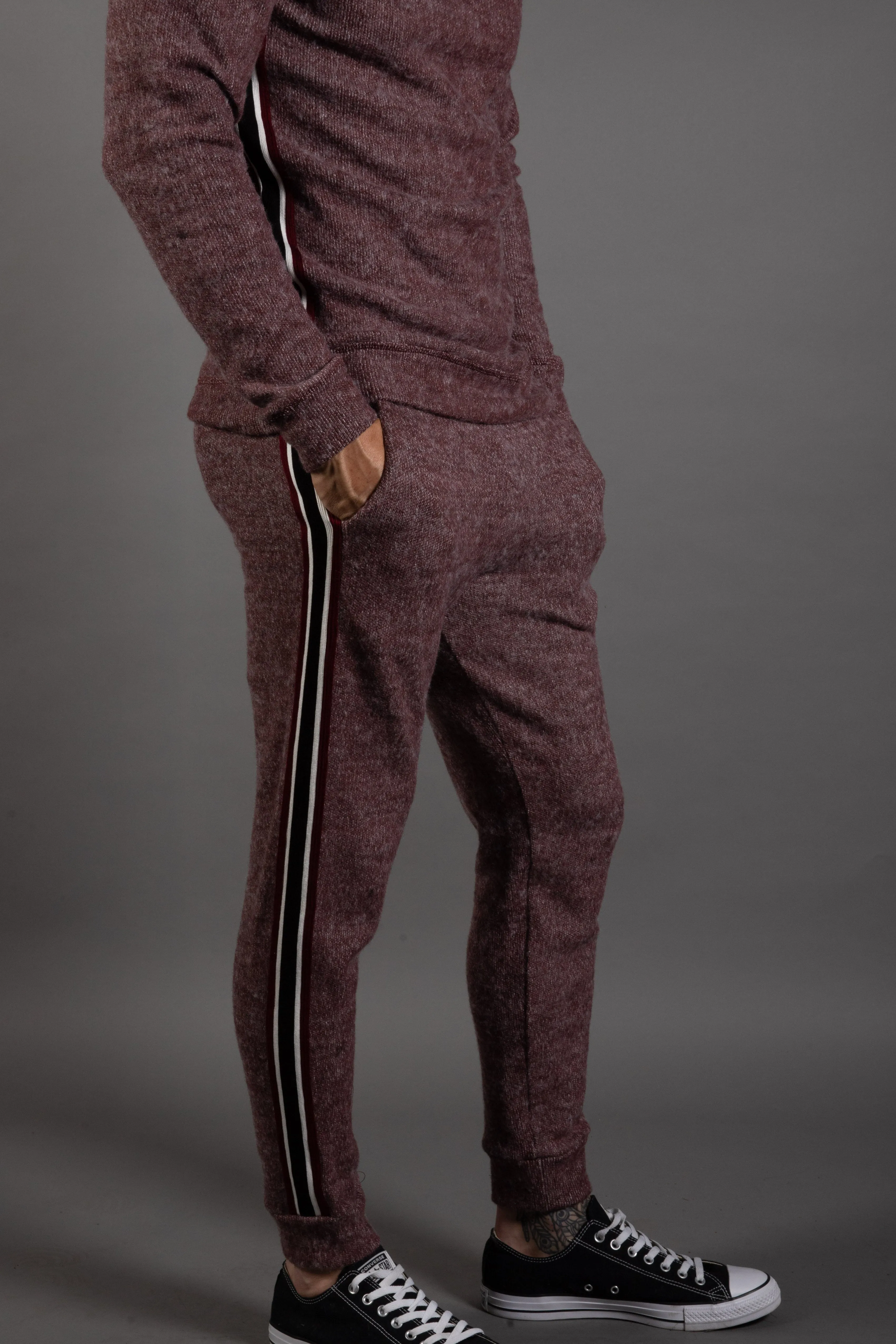 Men's Soft Knit Melange Stripe Side Pant