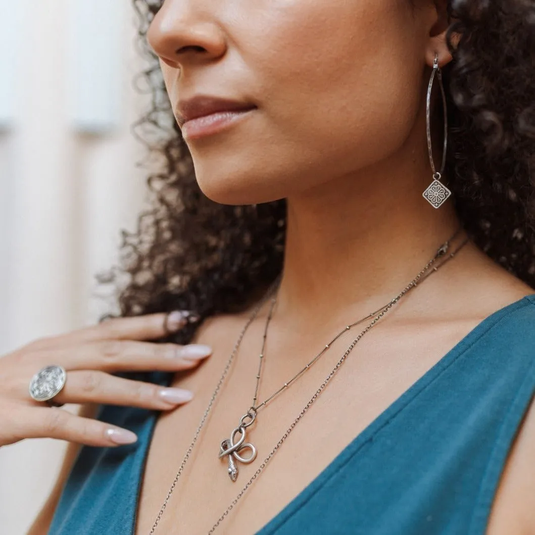 MOON Large Hoops - Riveted w/ Black Diamonds