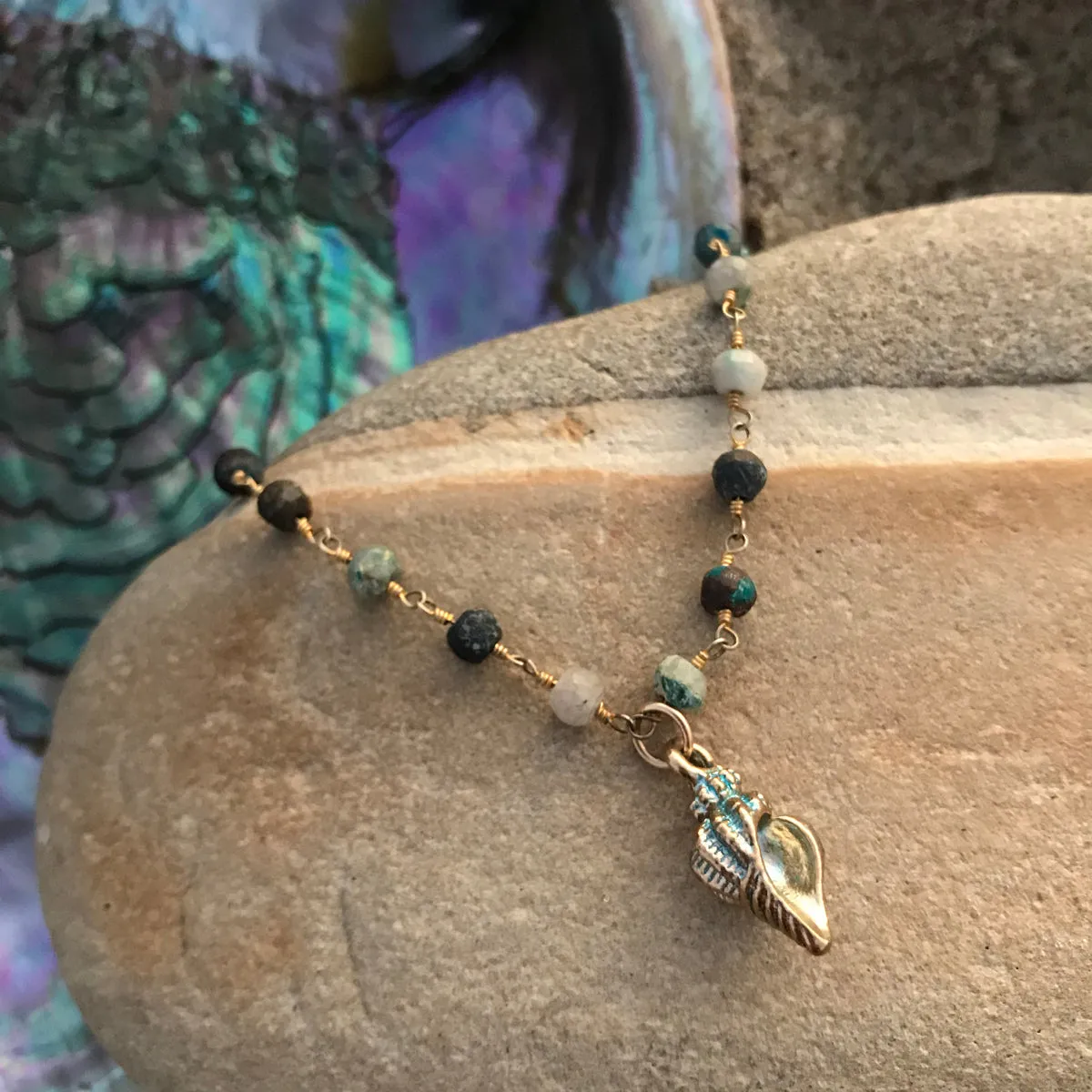 Mother Earth Anklet with Sea Shell Beach Charm