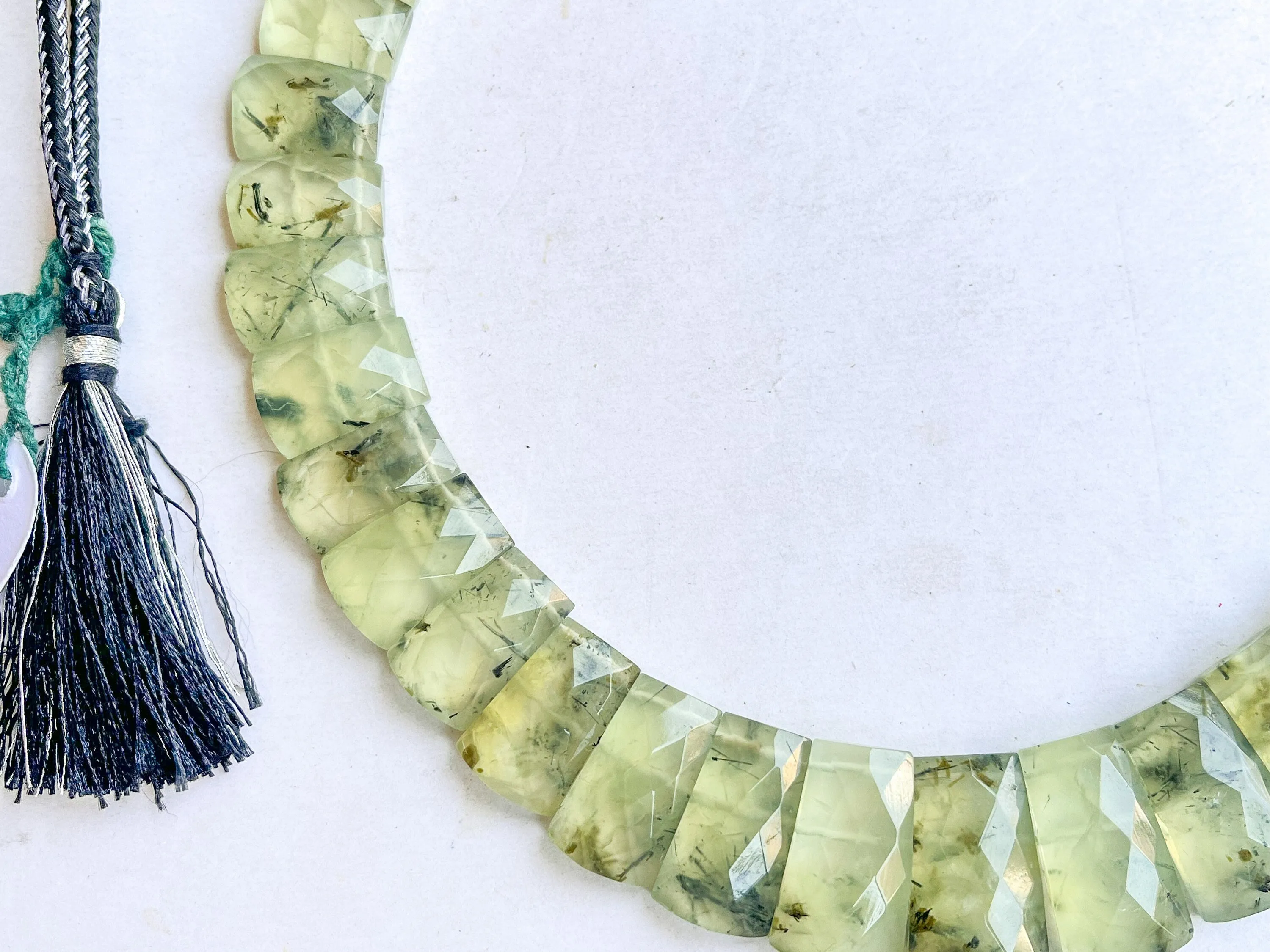 Natural Prehnite Bib Necklace, Cleopatra Egyptian Necklace, Fancy Beach Jewelry