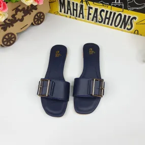 Navy Straps Buckle Flat