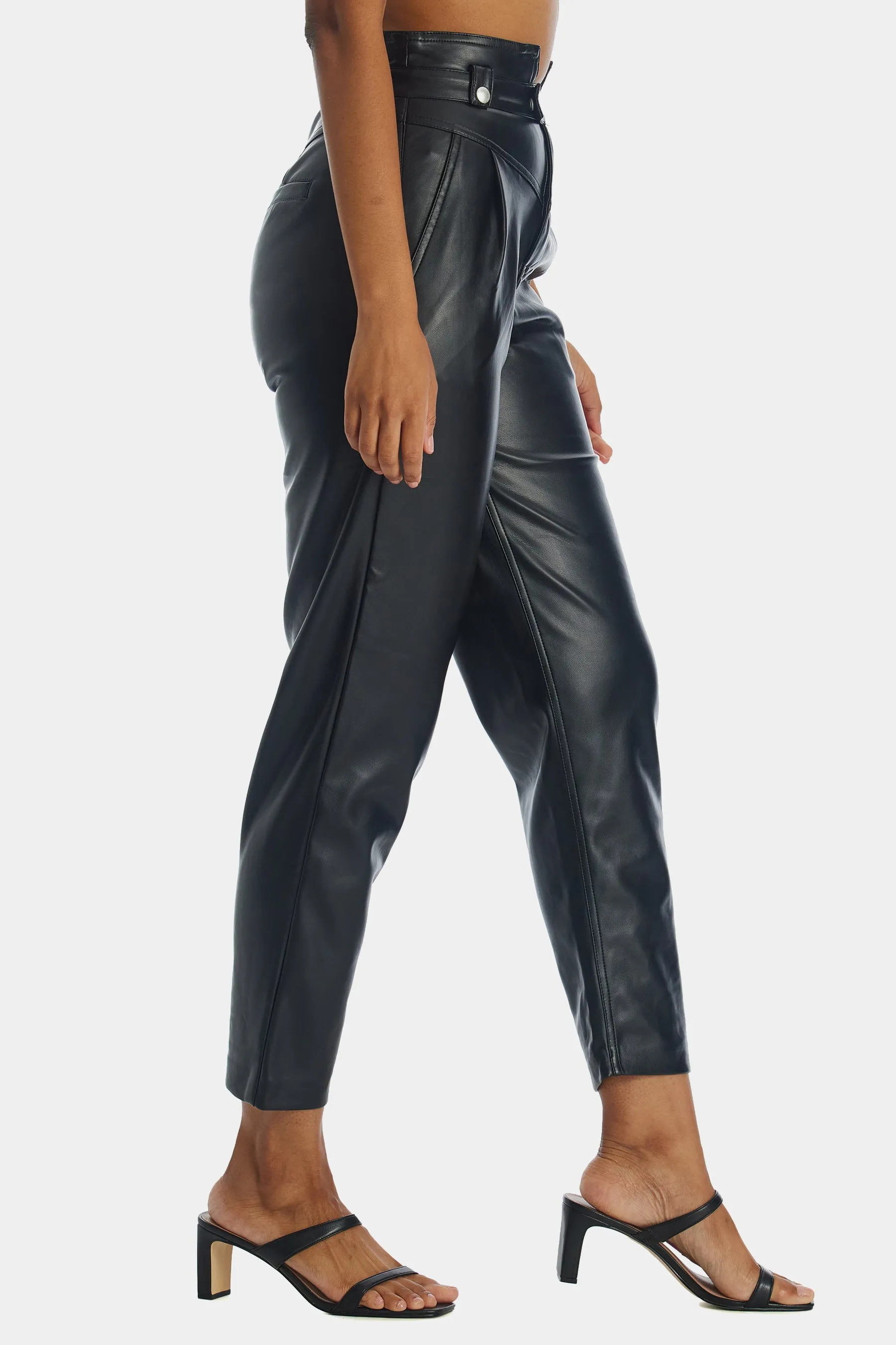 Pleather High Waisted Paperbag Pants