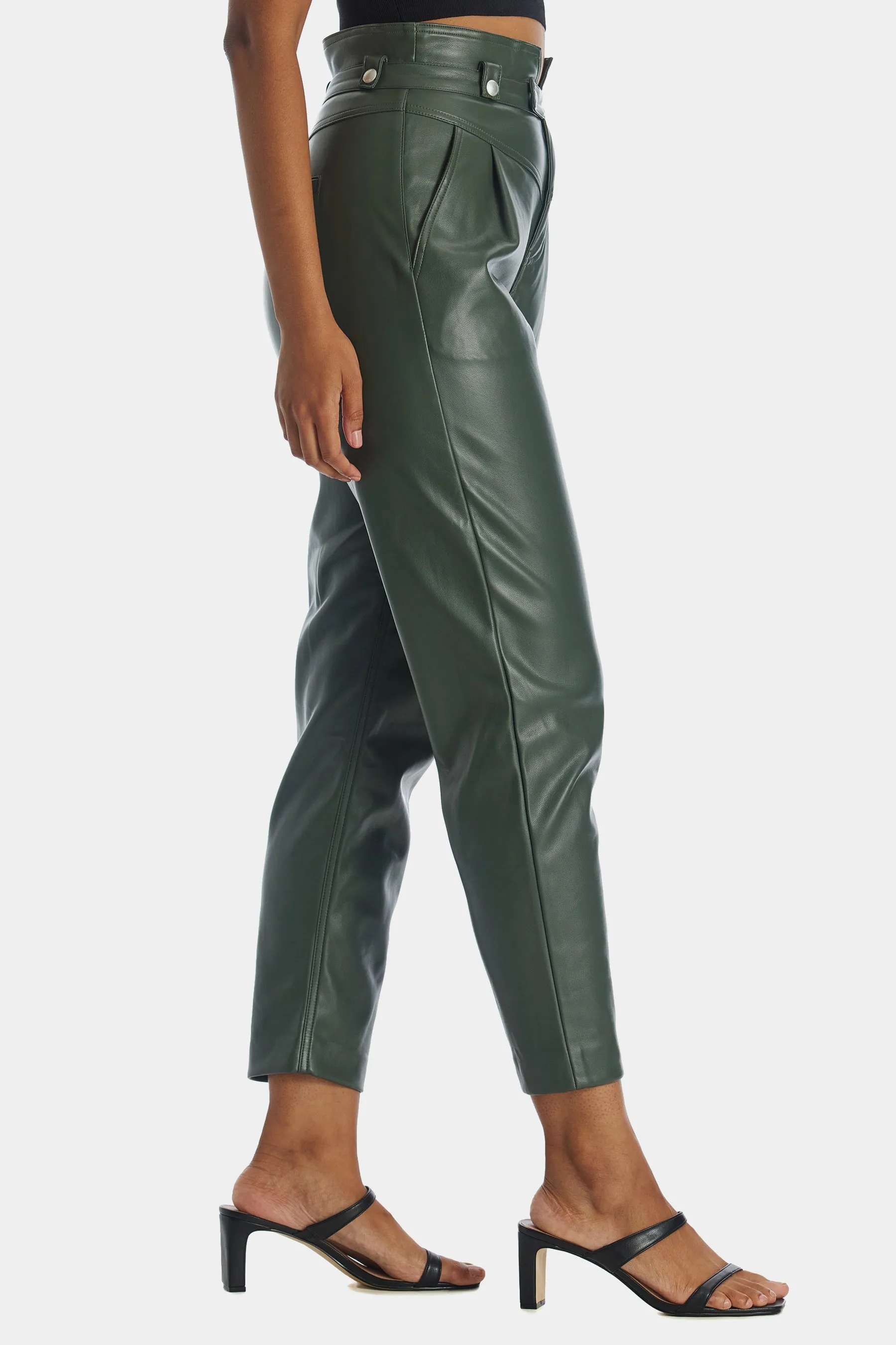 Pleather High Waisted Paperbag Pants