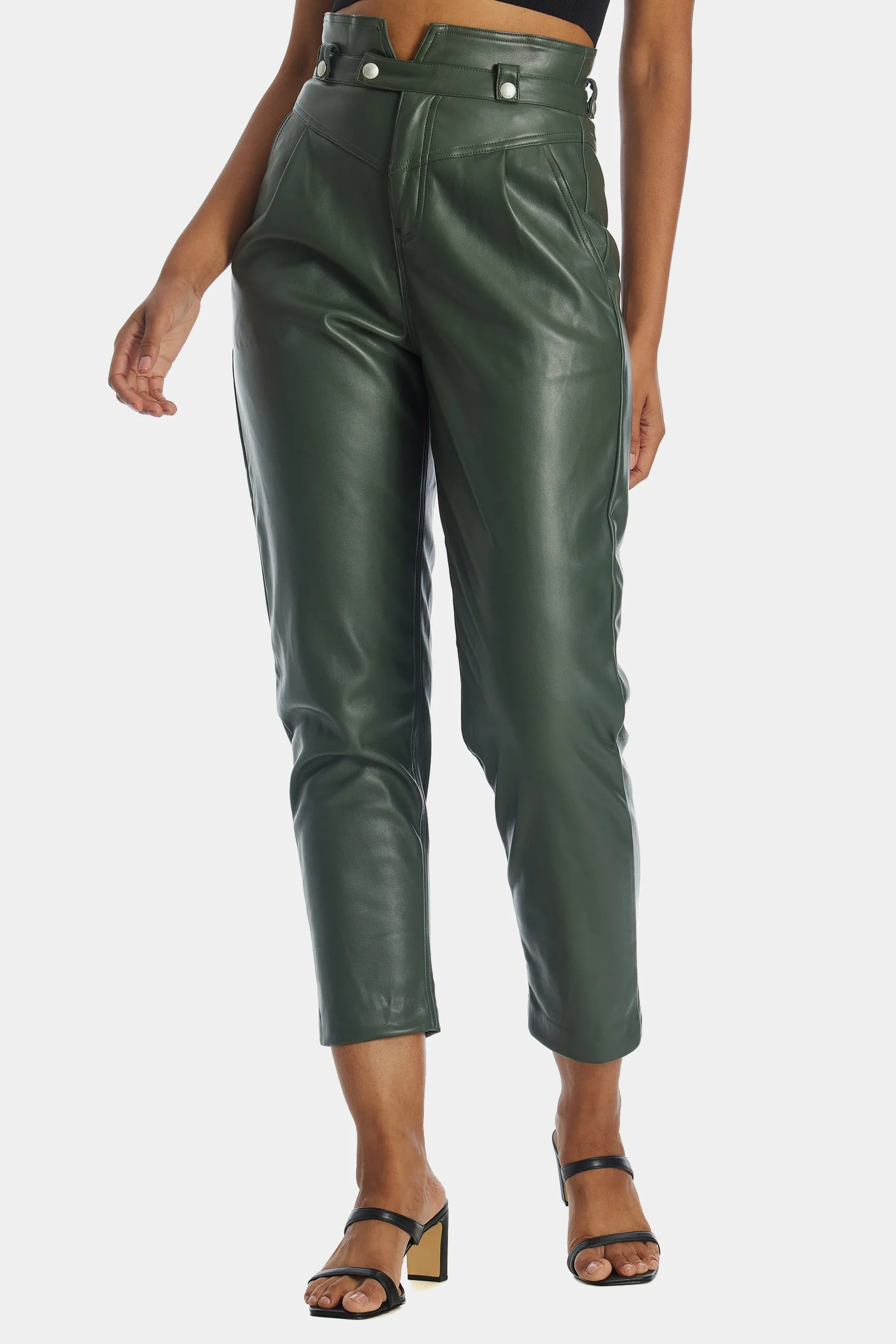 Pleather High Waisted Paperbag Pants