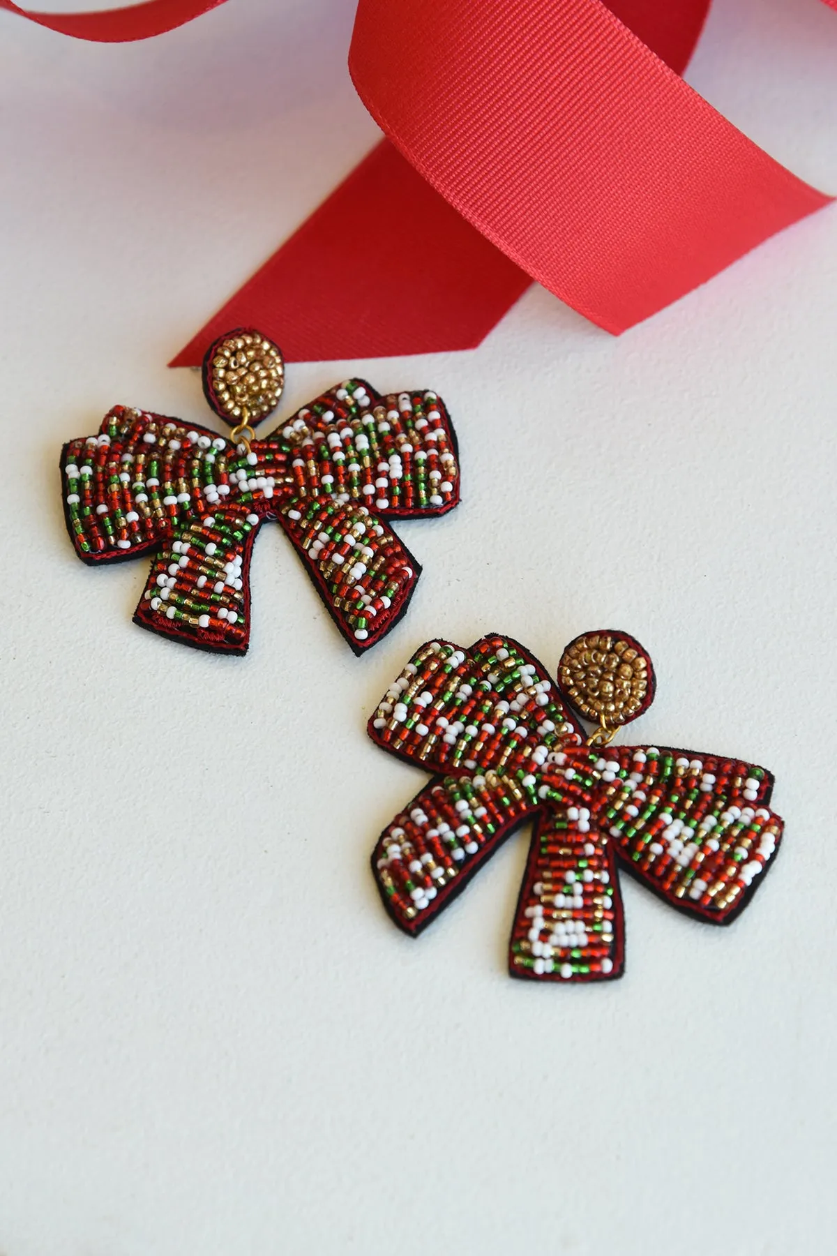 RED BOW EARRINGS