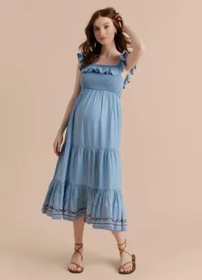 Ruffle Smocked Midi Dress