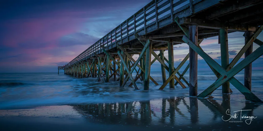 Sunset in Isle of Palms Fine Art Photography Curved Metal Print