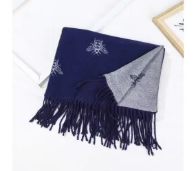 Two Tone Bee Scarf Navy/Grey