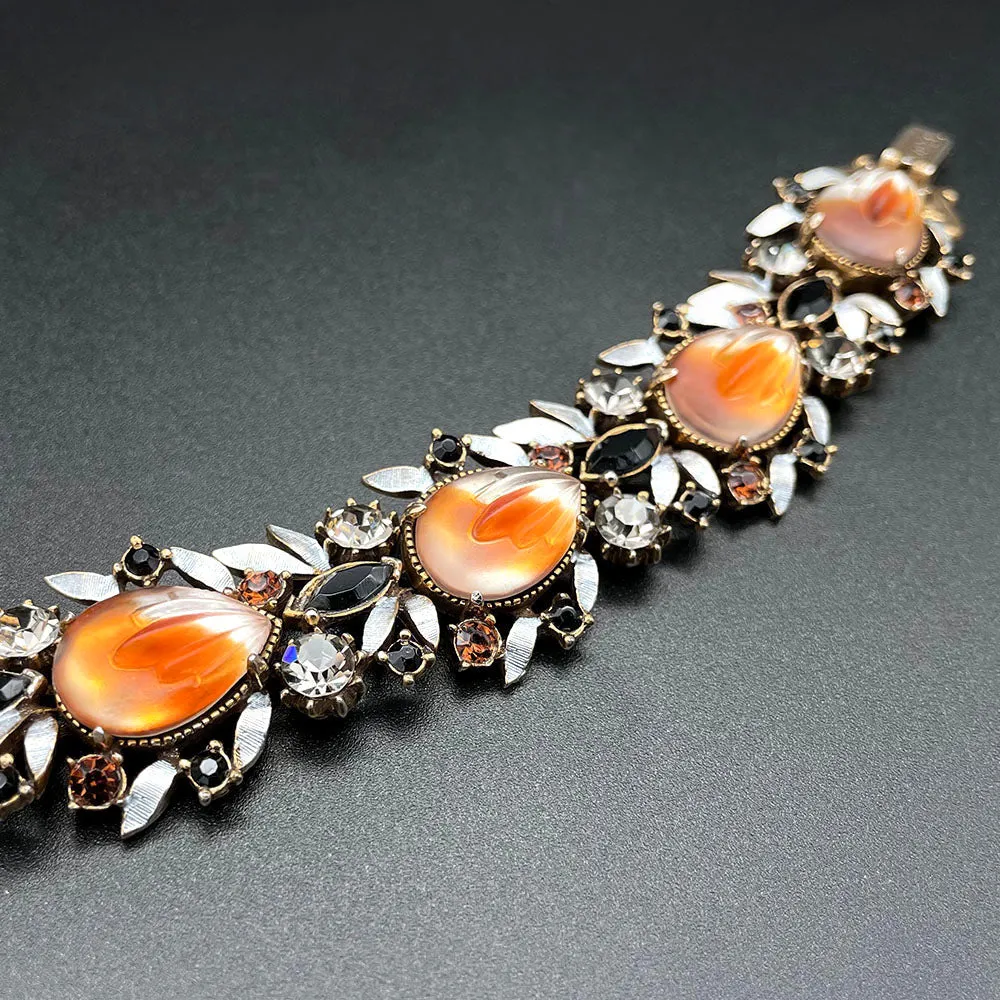 【USA輸入】ヴィンテージ FLORENZA アートガラス ビジュー ブレスレット/Vintage FLORENZA Art Glass Bijou Bracelet