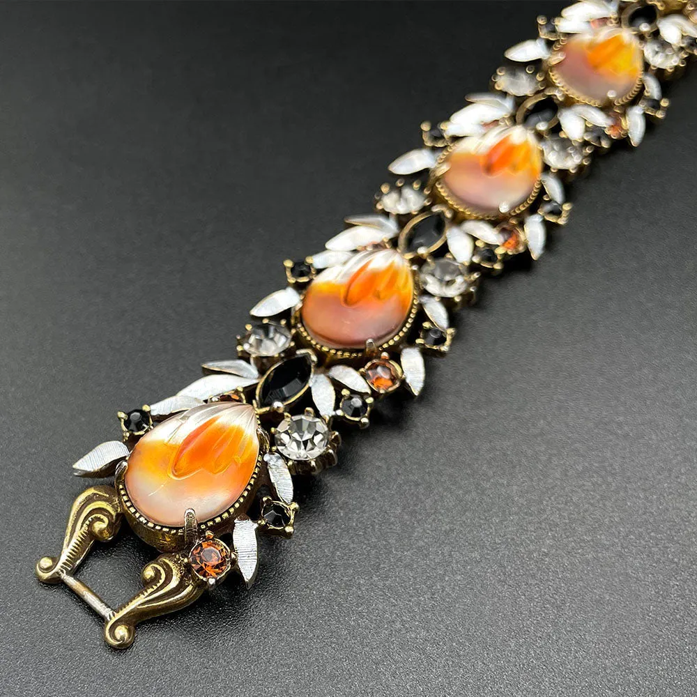 【USA輸入】ヴィンテージ FLORENZA アートガラス ビジュー ブレスレット/Vintage FLORENZA Art Glass Bijou Bracelet